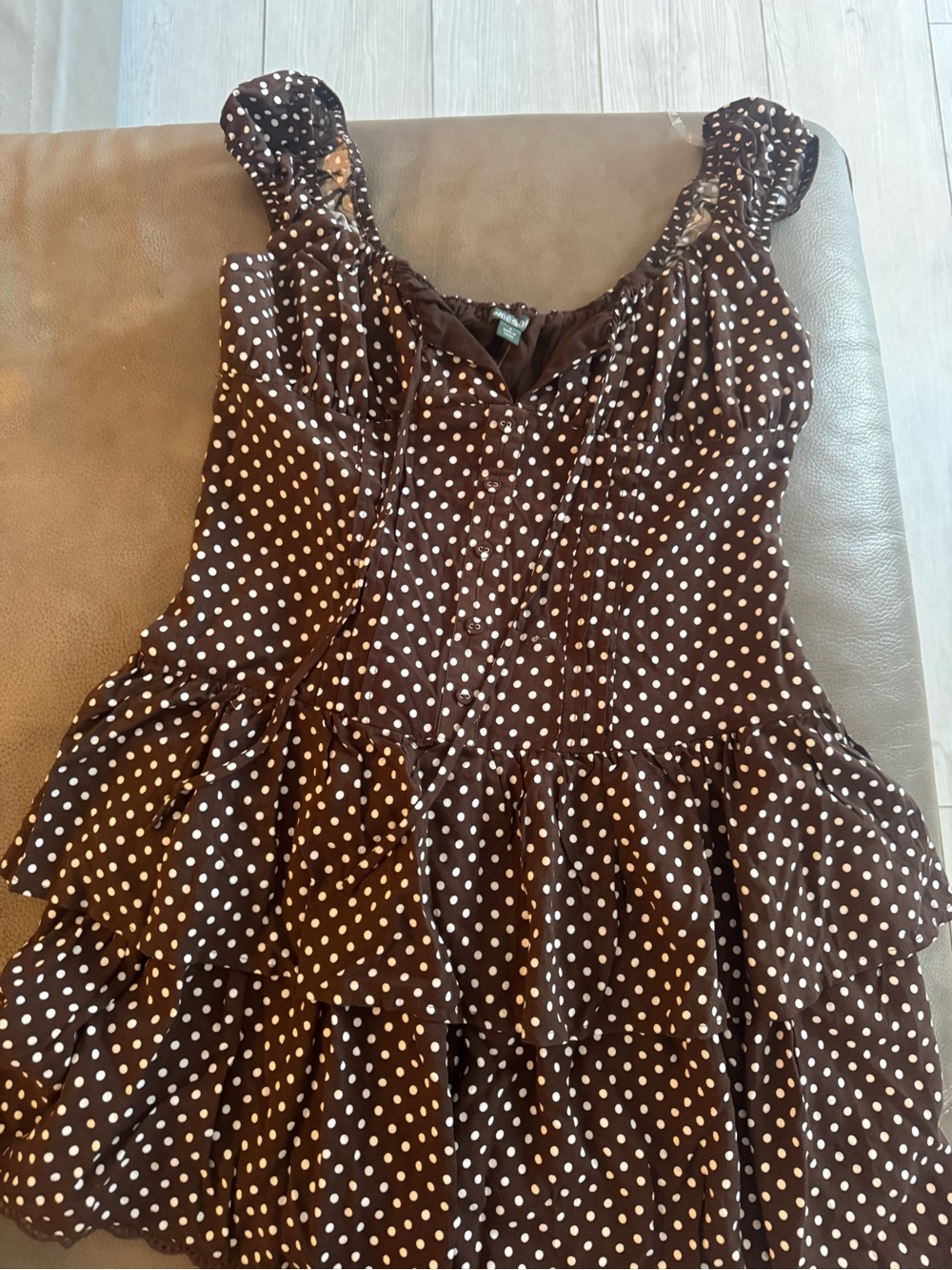 wild fable Brown and White Polka Dot Ruffle Mini Dress